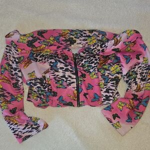 Pink Butterfly Crop Top